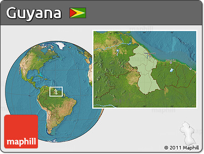 Savanna Style Location Map of Guyana, satellite outside