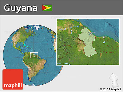 Savanna Style Location Map of Guyana, satellite outside