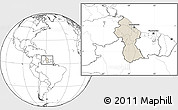 Shaded Relief Location Map of Guyana, blank outside