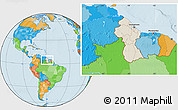 Shaded Relief Location Map of Guyana, political outside