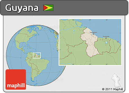 Shaded Relief Location Map of Guyana, savanna style outside
