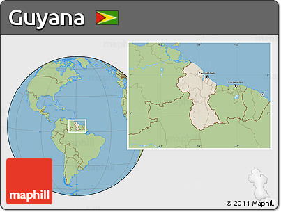Shaded Relief Location Map of Guyana, savanna style outside