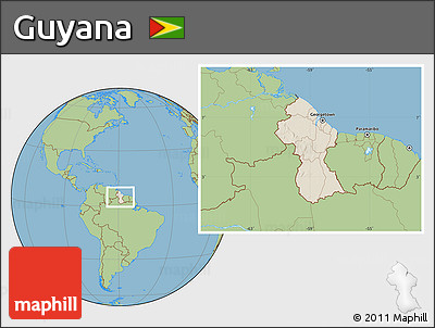 Shaded Relief Location Map of Guyana, savanna style outside
