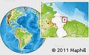 Physical Location Map of V-2 Mahaicony/Berbice, highlighted country