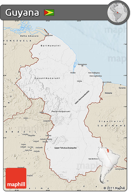 Classic Style Map of Guyana