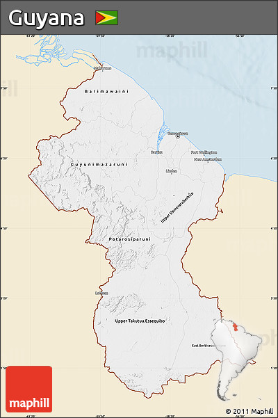 Classic Style Map of Guyana, single color outside