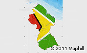 Flag Map of Guyana, single color outside, bathymetry sea, shaded relief sea