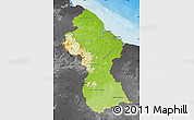 Physical Map of Guyana, darken, desaturated, land only