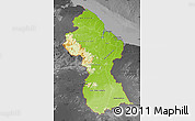 Physical Map of Guyana, darken, desaturated