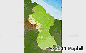 Physical Map of Guyana, darken, land only