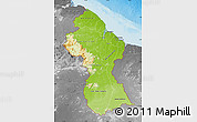 Physical Map of Guyana, desaturated, land only