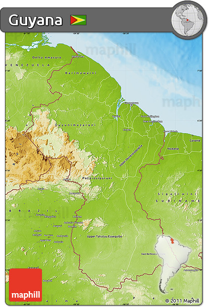 Physical Map of Guyana