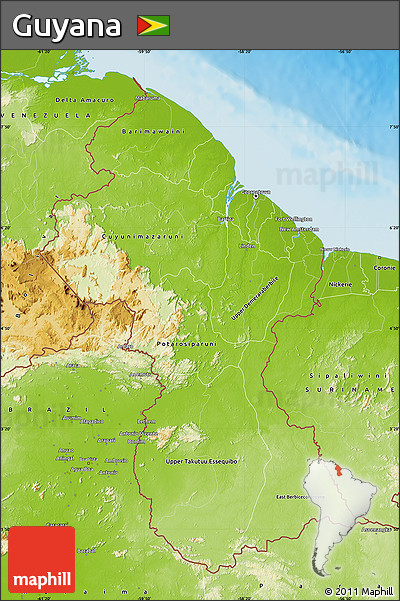Physical Map of Guyana