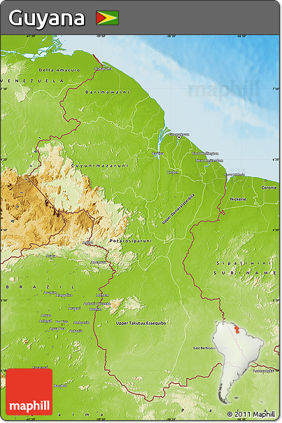 Physical Map of Guyana