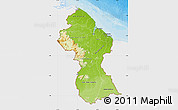 Physical Map of Guyana, single color outside, bathymetry sea, shaded relief sea