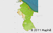 Physical Map of Guyana, single color outside, satellite sea