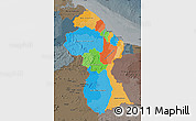 Political Map of Guyana, darken, semi-desaturated