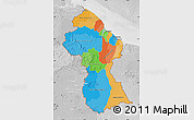 Political Map of Guyana, lighten, desaturated