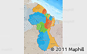 Political Map of Guyana, lighten, semi-desaturated, land only