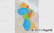 Political Map of Guyana, lighten, semi-desaturated