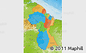 Political Map of Guyana, physical outside