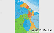 Political Map of Guyana, political shades outside