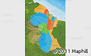 Political Map of Guyana, satellite outside, bathymetry sea