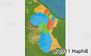 Political Map of Guyana, satellite outside
