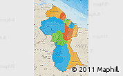 Political Map of Guyana, shaded relief outside