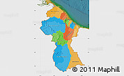 Political Map of Guyana, single color outside, satellite sea
