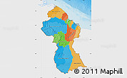 Political Map of Guyana, single color outside, shaded relief sea