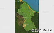 Satellite Map of Guyana, darken, land only