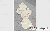 Shaded Relief Map of Guyana, darken, desaturated