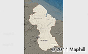 Shaded Relief Map of Guyana, darken