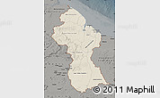 Shaded Relief Map of Guyana, darken, semi-desaturated