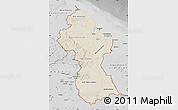 Shaded Relief Map of Guyana, desaturated