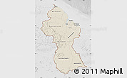Shaded Relief Map of Guyana, lighten, desaturated