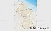 Shaded Relief Map of Guyana, lighten, land only