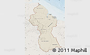Shaded Relief Map of Guyana, lighten