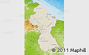 Shaded Relief Map of Guyana, physical outside
