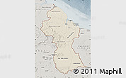 Shaded Relief Map of Guyana, semi-desaturated