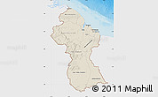 Shaded Relief Map of Guyana, single color outside