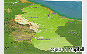 Physical Panoramic Map of Guyana, satellite outside