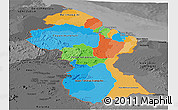 Political Panoramic Map of Guyana, darken, desaturated
