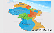 Political Panoramic Map of Guyana, single color outside, bathymetry sea