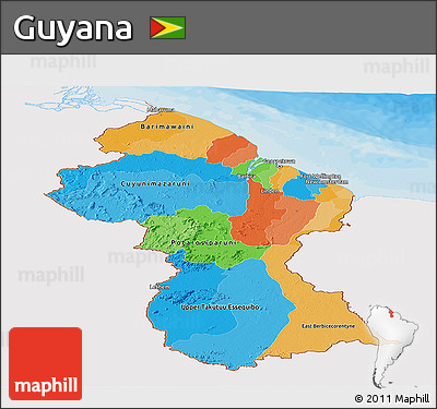 Political Panoramic Map of Guyana, single color outside