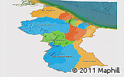 Political Panoramic Map of Guyana, single color outside, satellite sea