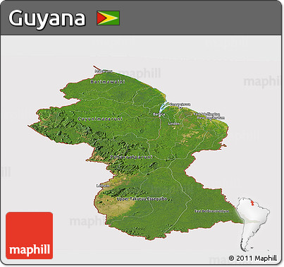 Satellite Panoramic Map of Guyana, cropped outside