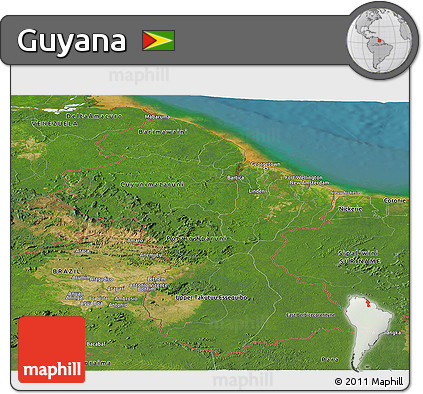 Satellite Panoramic Map of Guyana