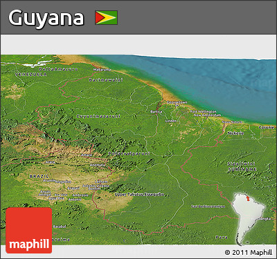 Satellite Panoramic Map of Guyana